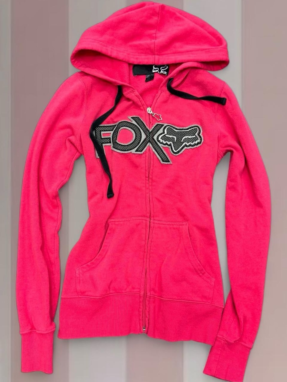FOX Y2K hot pink zip hoodie
